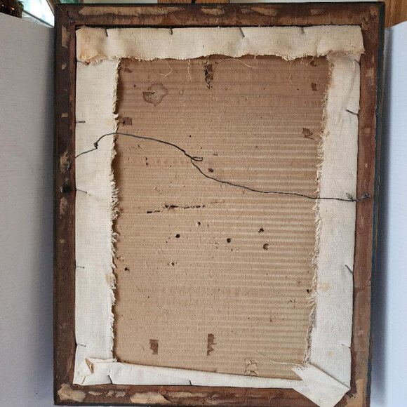 Vintage 1940's Original Handmade Needle Work Doe And Fawn Tapestry Framed 18x 23 - Picture 6 of 6